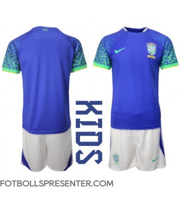 Brasilien Bortatröja Barn VM 2022 Kortärmad (+ korta byxor)